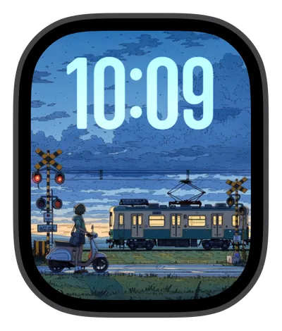 Anime Apple Watch face — Train Crossing by Watch Lux