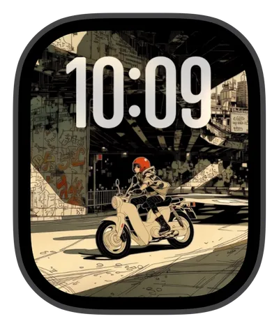 Anime Apple Watch face — Urban Ride by Watch Lux